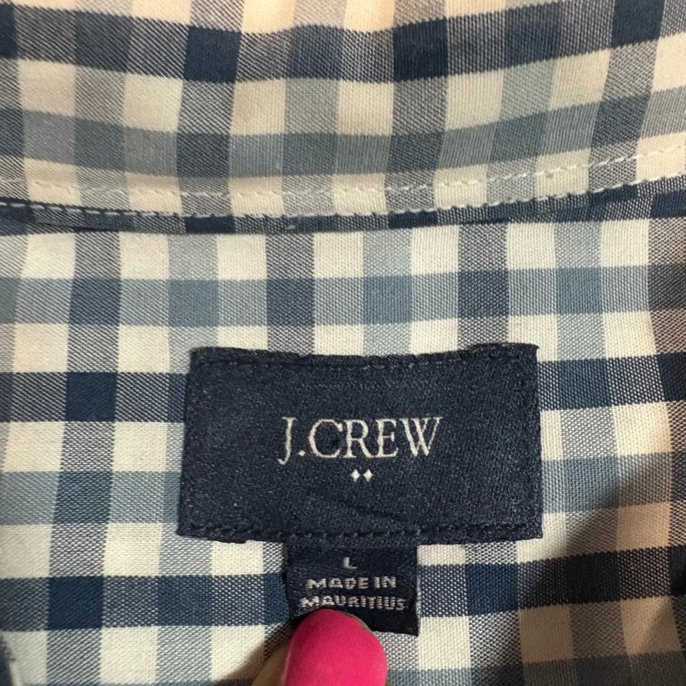 J. Crew men’s blue‎ and White Checkered Casual Shirt size L